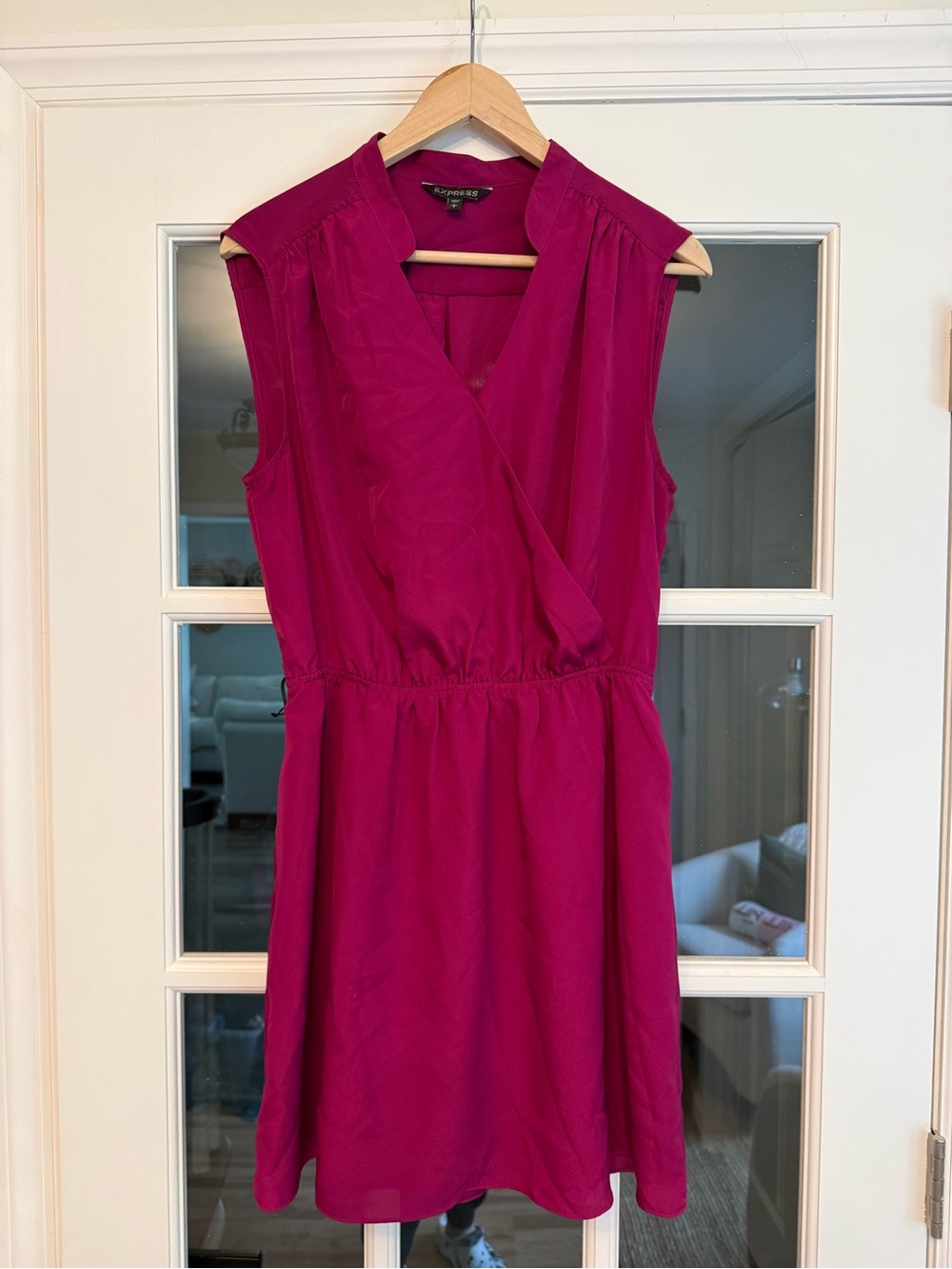 Fuschia Sleeveless V-neck mini dress by Express